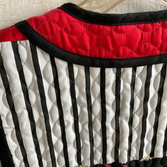 Jeanne Marc Vest Vintage ‘80s Quilted Cotton Open Waistcoat Boho Graphic Size M - Picture 9 of 14